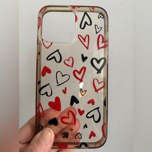 Kate Spade Clear Heart Pattern Phone Case - Red & Black